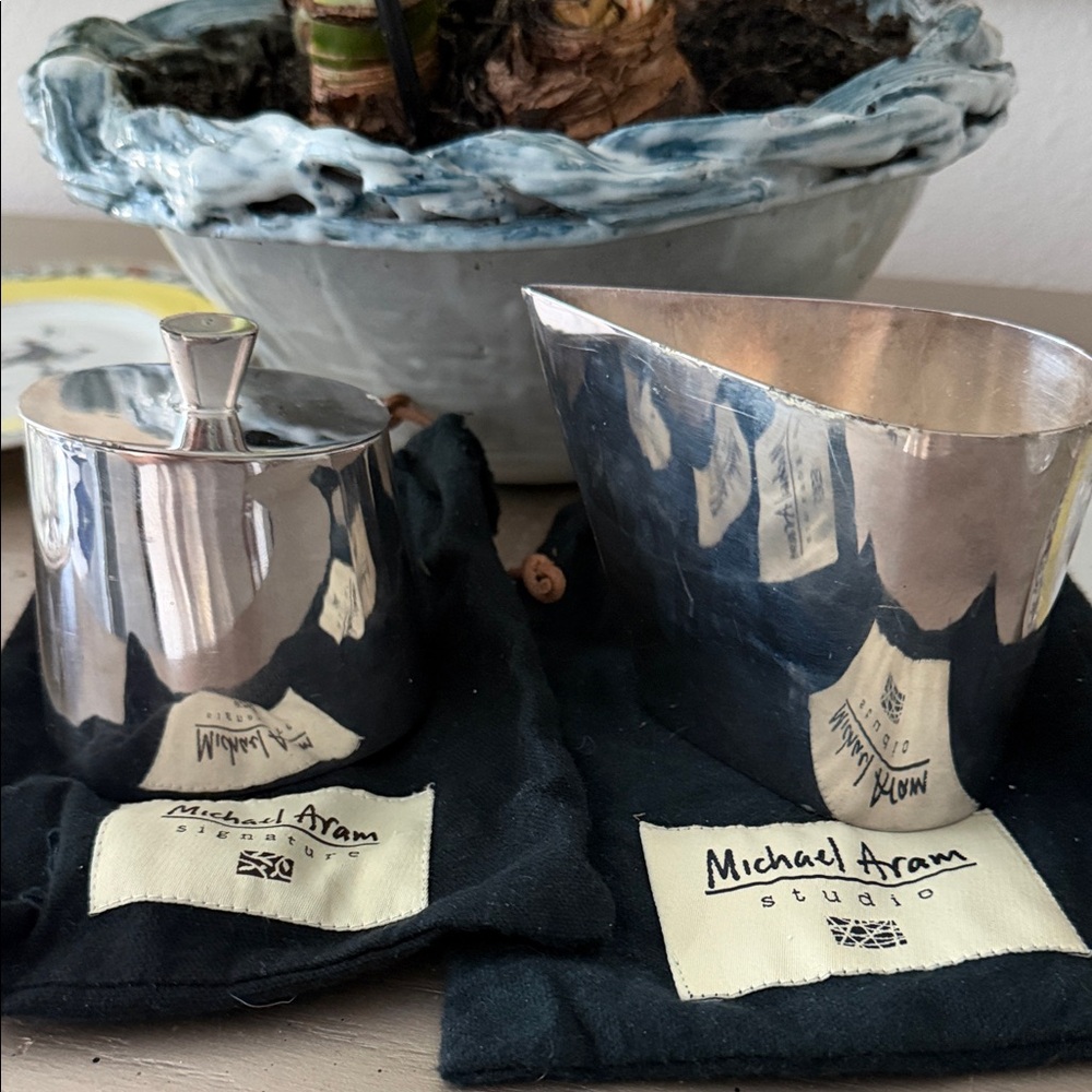 Michael Aram Silver Creamer and Sugar Set